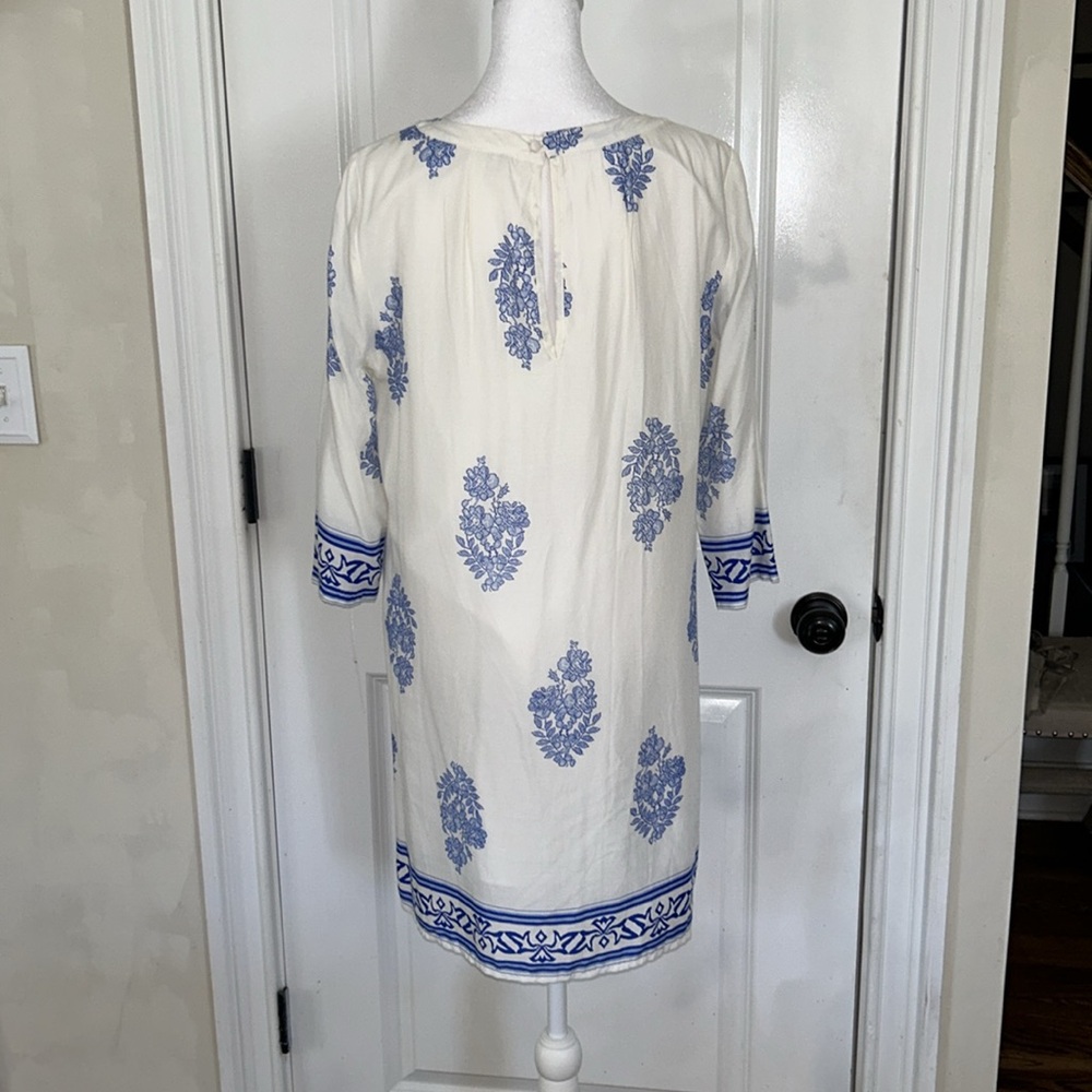GLAM white and blue 💯 cotton dress - Picture 4 of 5